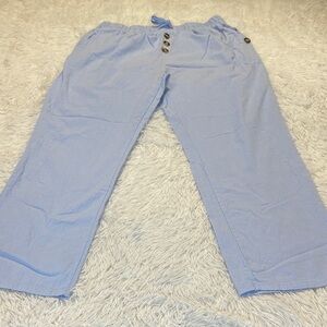 Light Blue WOMENS SIZE XXL Pants SEE MEASUREMENTS ELASTIC WAISTBAND DRAWSTRING